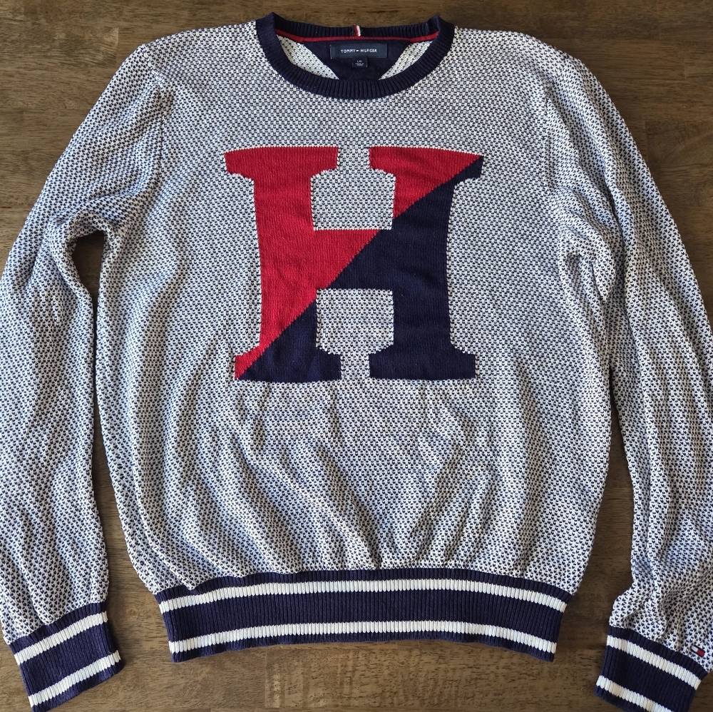 100% Cotton Knit Big H Tommy Hilfiger Crewneck